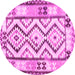 Round Southwestern Pink Country Rug, con2920pnk