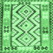 Square Machine Washable Southwestern Emerald Green Country Area Rugs, wshcon2920emgrn