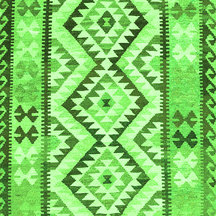 Serging Thickness of Machine Washable Southwestern Green Country Area Rugs, wshcon2920grn