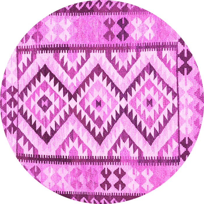 Round Machine Washable Southwestern Pink Country Rug, wshcon2920pnk