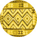 Round Southwestern Yellow Country Rug, con2920yw