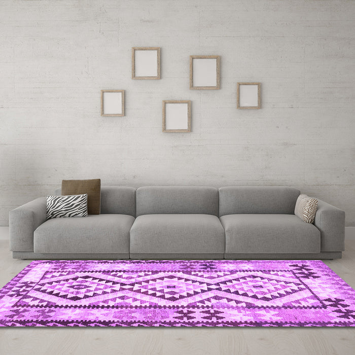 Machine Washable Southwestern Purple Country Area Rugs in a Living Room, wshcon2920pur