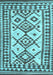 Machine Washable Southwestern Light Blue Country Rug, wshcon2921lblu