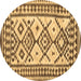 Round Southwestern Brown Country Rug, con2921brn