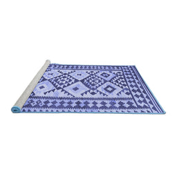 Sideview of Machine Washable Southwestern Blue Country Rug, wshcon2921blu