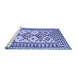 Sideview of Machine Washable Southwestern Blue Country Rug, wshcon2921blu