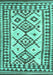 Machine Washable Southwestern Turquoise Country Area Rugs, wshcon2921turq