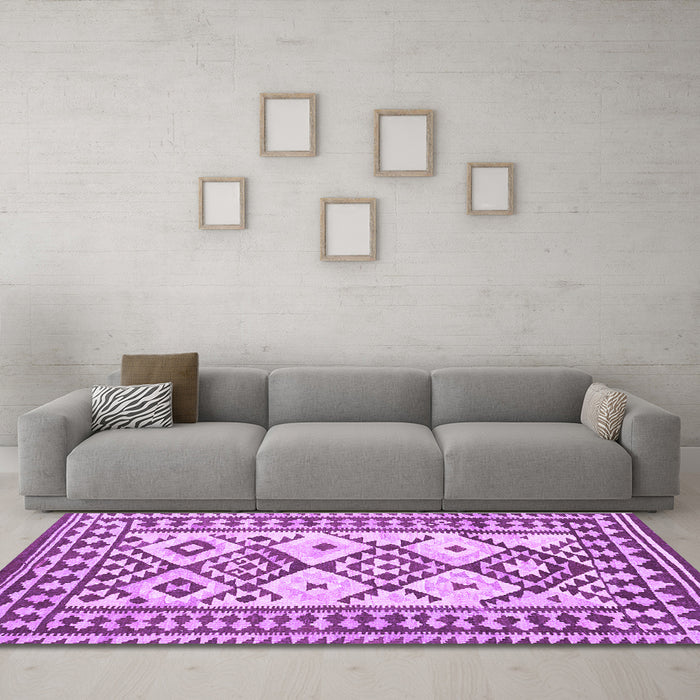 Machine Washable Southwestern Purple Country Area Rugs in a Living Room, wshcon2921pur