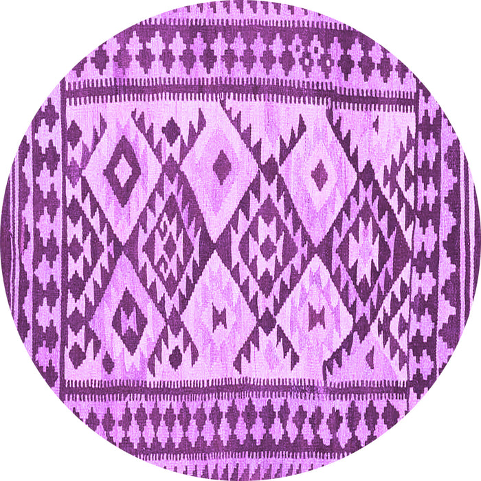 Round Machine Washable Southwestern Purple Country Area Rugs, wshcon2921pur