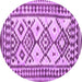 Round Machine Washable Southwestern Purple Country Area Rugs, wshcon2921pur