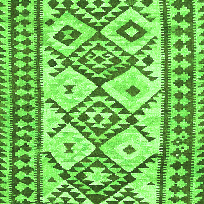 Serging Thickness of Machine Washable Southwestern Green Country Area Rugs, wshcon2921grn