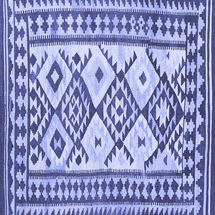 Square Machine Washable Southwestern Blue Country Rug, wshcon2921blu