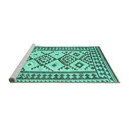 Sideview of Machine Washable Southwestern Turquoise Country Area Rugs, wshcon2921turq