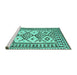 Sideview of Machine Washable Southwestern Turquoise Country Area Rugs, wshcon2921turq