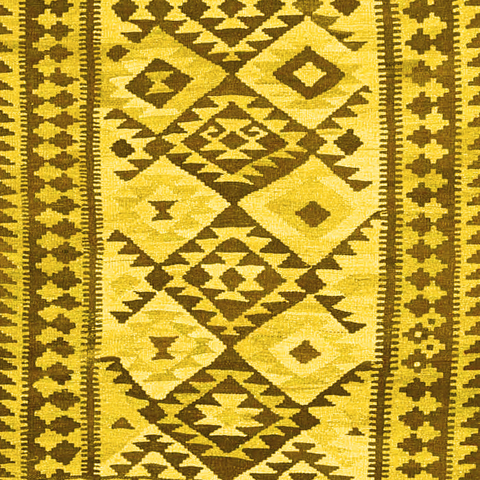 Machine Washable Southwestern Yellow Country Rug, wshcon2921yw