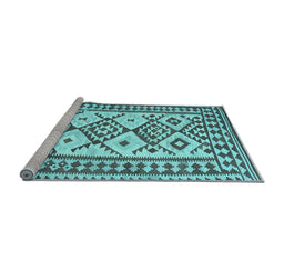 Sideview of Machine Washable Southwestern Light Blue Country Rug, wshcon2921lblu