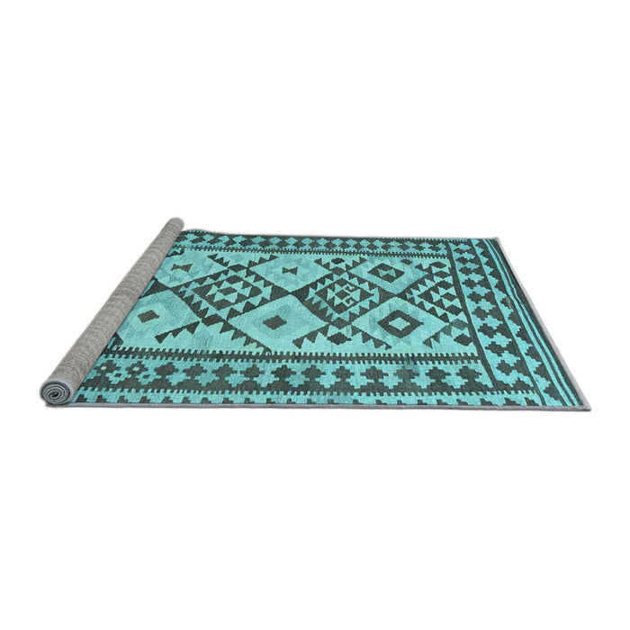 Sideview of Machine Washable Southwestern Light Blue Country Rug, wshcon2921lblu