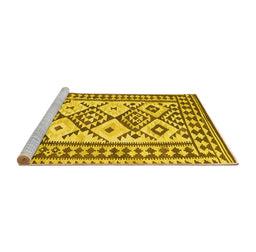 Sideview of Machine Washable Southwestern Yellow Country Rug, wshcon2921yw