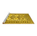 Sideview of Machine Washable Southwestern Yellow Country Rug, wshcon2921yw