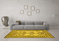 Machine Washable Southwestern Yellow Country Rug, wshcon2921yw