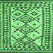 Square Machine Washable Southwestern Emerald Green Country Area Rugs, wshcon2921emgrn