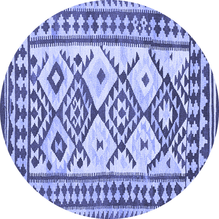 Round Southwestern Blue Country Rug, con2921blu