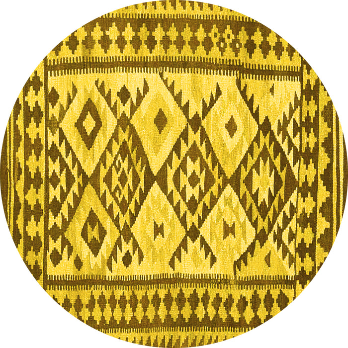 Round Southwestern Yellow Country Rug, con2921yw