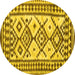 Round Southwestern Yellow Country Rug, con2921yw