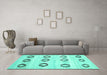 Machine Washable Southwestern Turquoise Country Area Rugs in a Living Room,, wshcon2922turq