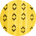 Round Southwestern Yellow Country Rug, con2922yw