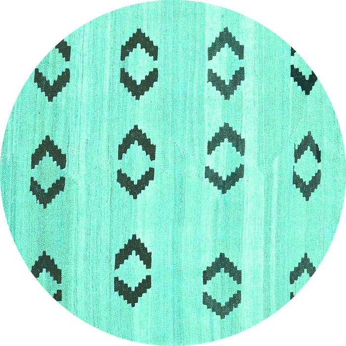 Round Southwestern Turquoise Country Rug, con2922turq