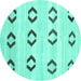 Round Southwestern Turquoise Country Rug, con2922turq