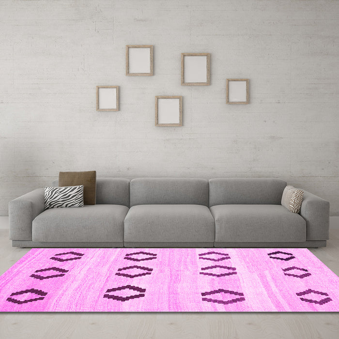 Machine Washable Southwestern Pink Country Rug in a Living Room, wshcon2922pnk