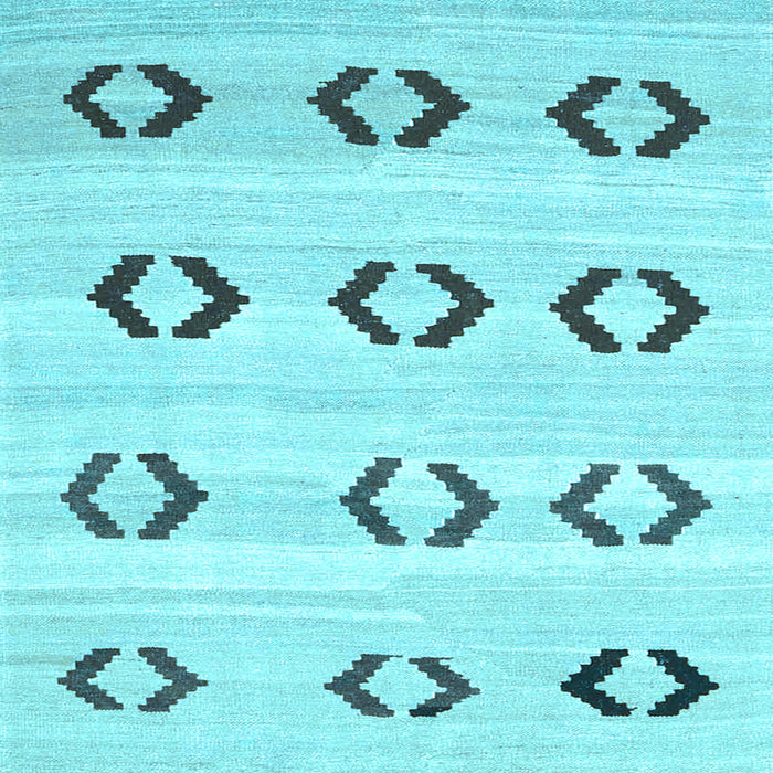 Square Machine Washable Southwestern Light Blue Country Rug, wshcon2922lblu