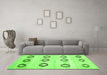 Machine Washable Southwestern Green Country Area Rugs in a Living Room,, wshcon2922grn