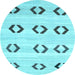 Round Southwestern Light Blue Country Rug, con2922lblu