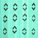 Square Machine Washable Southwestern Turquoise Country Area Rugs, wshcon2922turq