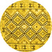 Round Southwestern Yellow Country Rug, con2923yw