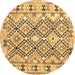 Round Southwestern Brown Country Rug, con2923brn