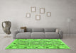 Machine Washable Southwestern Green Country Area Rugs in a Living Room,, wshcon2923grn