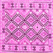 Square Machine Washable Southwestern Pink Country Rug, wshcon2923pnk