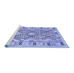 Sideview of Machine Washable Southwestern Blue Country Rug, wshcon2923blu