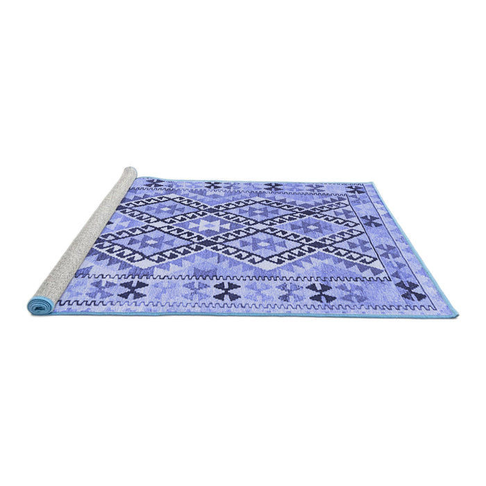 Sideview of Machine Washable Southwestern Blue Country Rug, wshcon2923blu