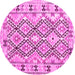 Round Southwestern Pink Country Rug, con2923pnk