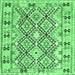 Square Machine Washable Southwestern Emerald Green Country Area Rugs, wshcon2923emgrn