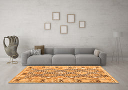 Machine Washable Southwestern Orange Country Area Rugs in a Living Room, wshcon2923org