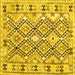 Square Machine Washable Southwestern Yellow Country Rug, wshcon2923yw