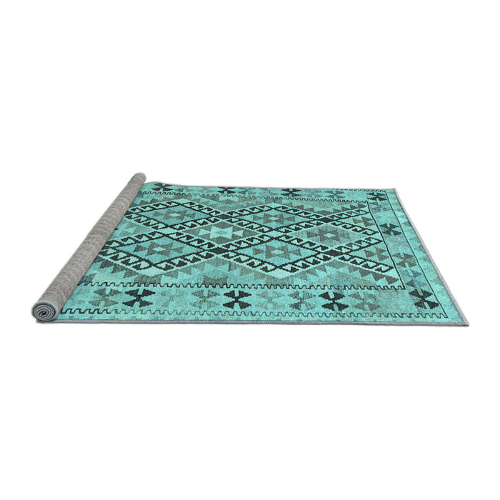 Sideview of Machine Washable Southwestern Light Blue Country Rug, wshcon2923lblu