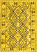 Machine Washable Southwestern Yellow Country Rug, wshcon2923yw