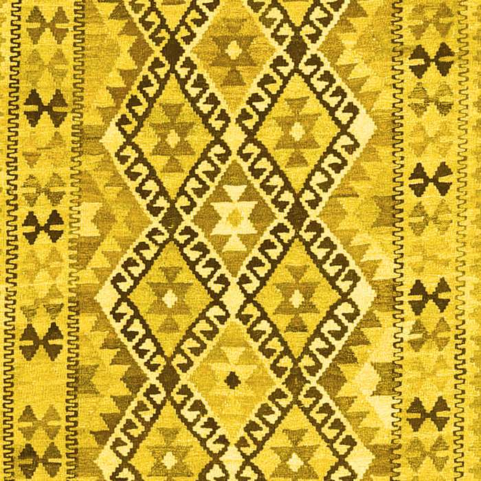 Machine Washable Southwestern Yellow Country Rug, wshcon2923yw